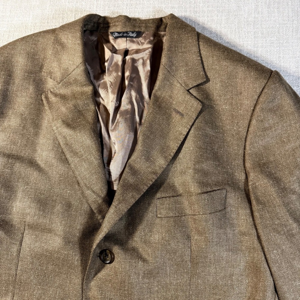 Peter Millar Sport Coat Silk Wool Blend 44 Brown Made In Italy‎ - Picture 3 of 9